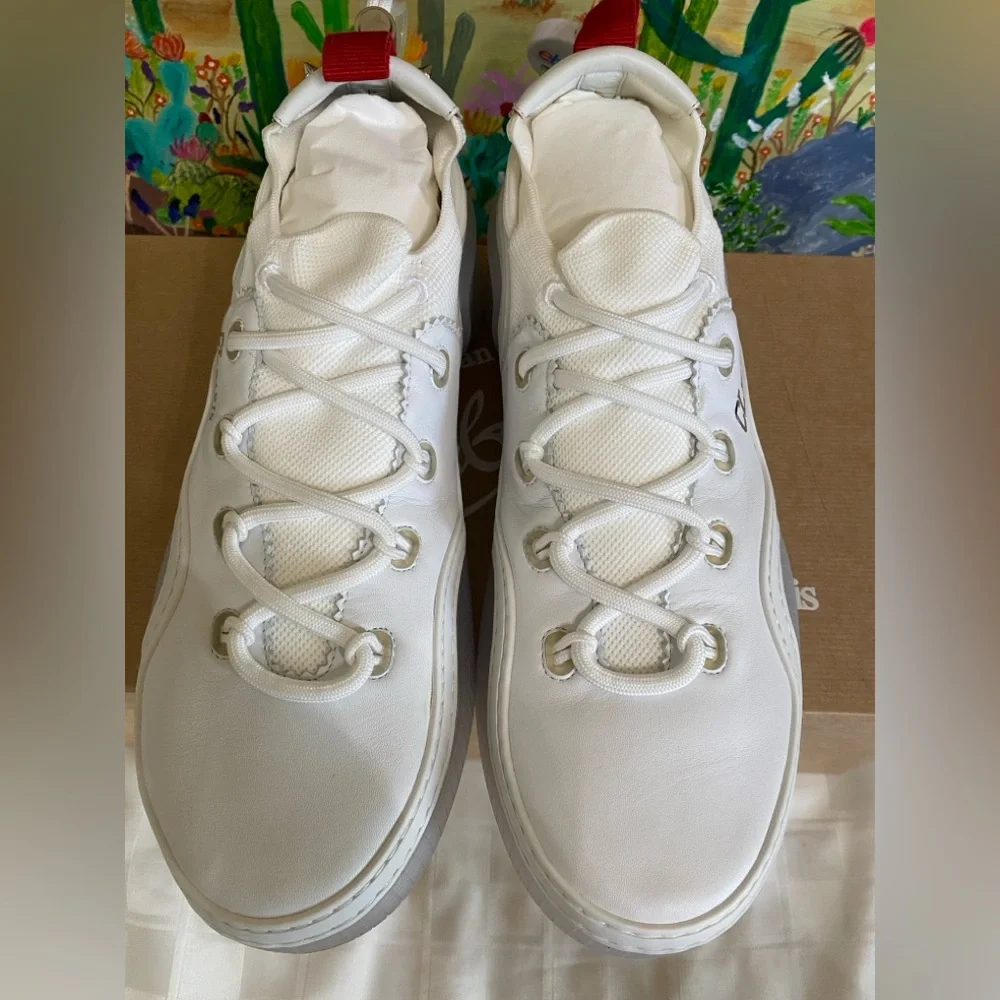 Christian Louboutin Arpoador Flat, Leather, Suede,Men’s Sneakers,Wht, EU43/US 10 - Picture 5 of 16